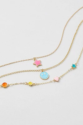 Hello Franki Neck Enamel Icon Necklace Set for girls