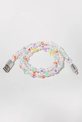 Brenda Pearl Flower Beaded Phone Cable