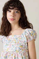 Hello Franki Floral Pleated Bodice Top for girls