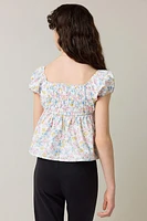 Hello Franki Floral Pleated Bodice Top for girls