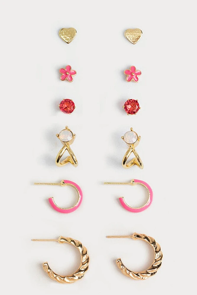 Hello Franki 6Pk Pink Earring Set for girls