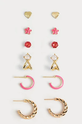 Hello Franki 6Pk Pink Earring Set for girls