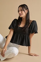 Vivian Square Neck Bow Back Blouse