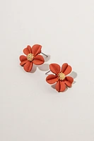 Casey Clay Flower Metal Center Stud Earrings