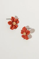 Casey Clay Flower Metal Center Stud Earrings
