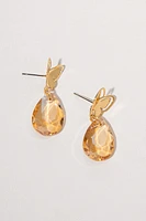 Lindsay Faceted Glass On Metal Butterfly Earrings