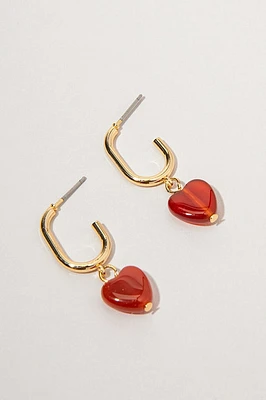 Melanie Bead Heart On Charm Earrings