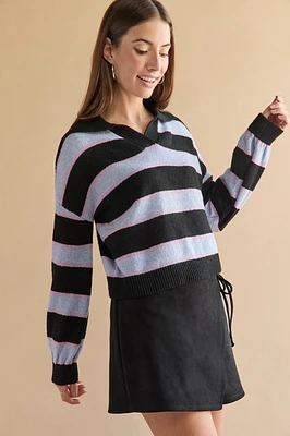 Mary Collared Striped Pullover