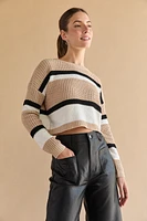 Janelle Crewneck Stich Cropped Pullover