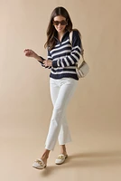 Ava Striped Zip Neck Pullover Top