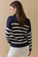 Ava Striped Zip Neck Pullover Top