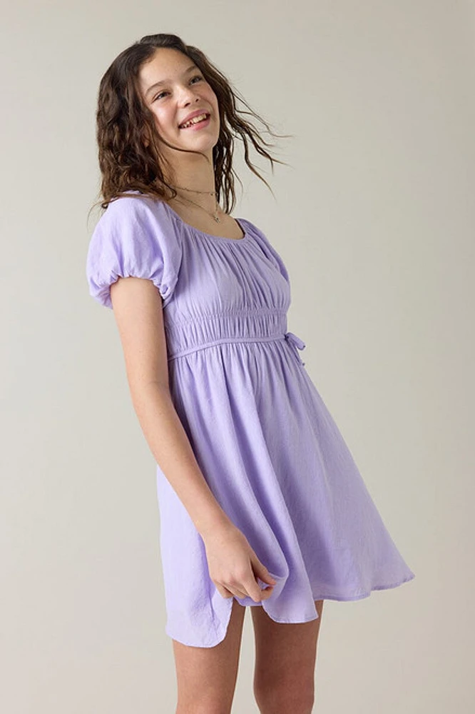 Hello Franki Puff Sleeve Peasant Dress for girls