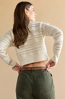 Clarissa Crewneck Pointelle Crop Pullover