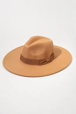 Nikki Bow Belt Wide Rim Felt Fedora