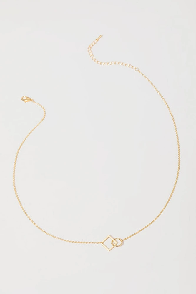 Rosetta Geometric Outline Pendant Necklace