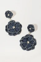 Pamela Denim Flower Drop Earrings