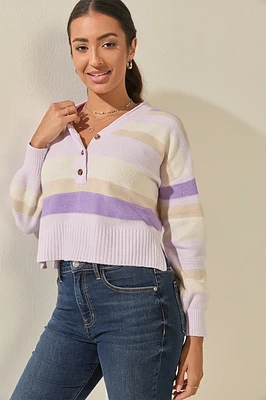 Rosemary Striped Henley Pullover