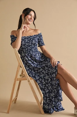 Perdita Smocked Top Off Shoulder Floral Maxi Dress