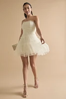 Enna Strapless Tule Ruffle Tiered Mini Dress