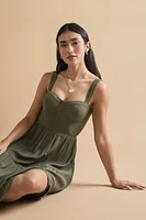 Luna Corset Upper Tiered Midi Dress