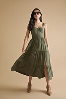 Luna Corset Upper Tiered Midi Dress