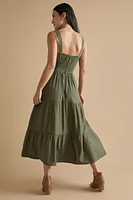 Luna Corset Upper Tiered Midi Dress