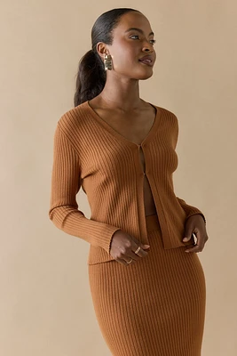 Marianne Front Clasp Rib Knit Cardigan