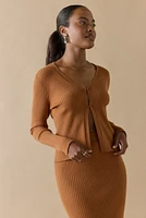 Marianne Front Clasp Rib Knit Cardigan