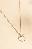 Renee Box Chain Crystal Circle Pendant Necklace
