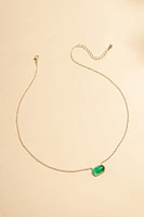 Lucy Cateye Long Hexagon Pendant Necklace