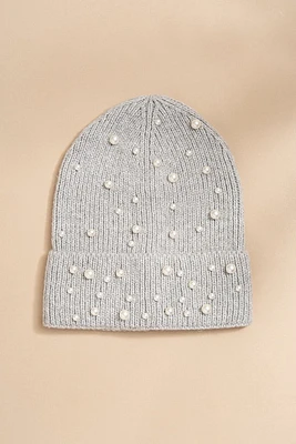 Vera Pearl Embellished Ribbed Beanie