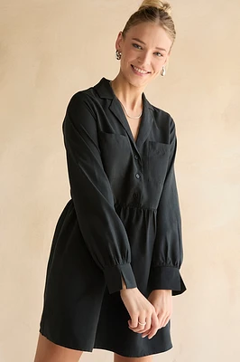 Marilyn Button Collared Swing Mini Dress