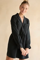 Marilyn Button Collared Swing Mini Dress