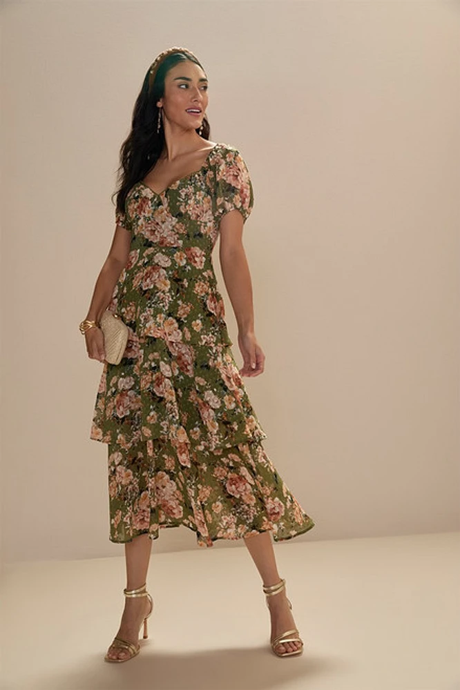 Sierra Floral Multi Tiered Dress