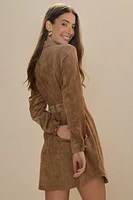 Audrey Suede Shirt Mini Dress