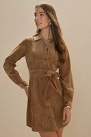 Audrey Suede Shirt Mini Dress