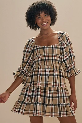 Alisya Plaid Swing Dress