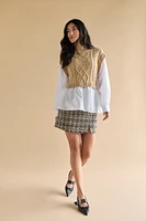 Amora Towfer Cable Vest Pullover Sweater