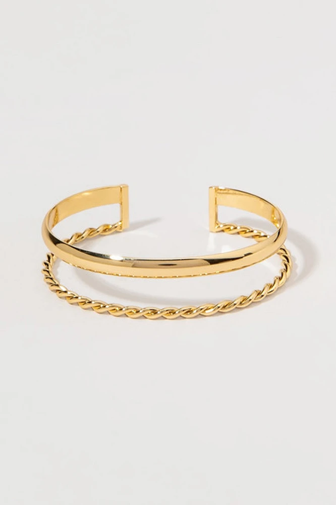 Natasha Dual Design Gold Cuff Bracelet