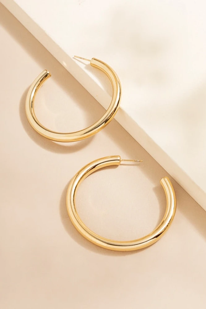 Jeannine Stainless Steel Tube Hoop Earrings
