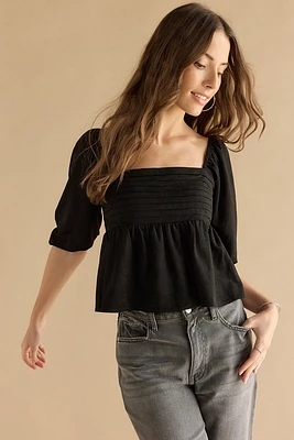 Trixie Suede Pleated Blouse