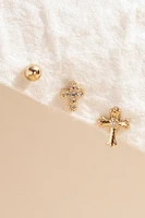 Vanessa Tiny Crosses Stud Earrings Set