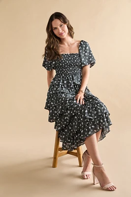 Alissa Multi Tiered Floral Midi Dress