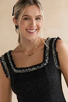 Barbara Frayed Hem Tweed Dress