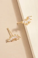 Marry Marquis Fan Crystal Gold Studs