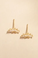 Marry Marquis Fan Crystal Gold Studs
