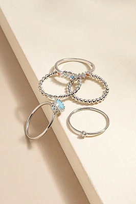 Raquel Mixed Style Silver Ring Set