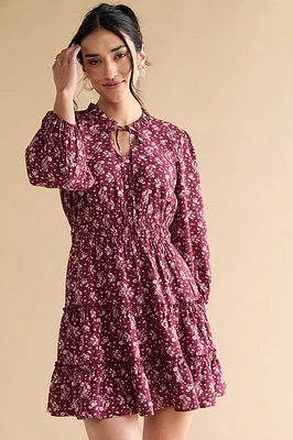 Angelica Floral Cinch Waist Mini Dress