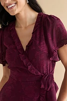 Kimberly Ruffle Hem Floral Wrap Mini Dress