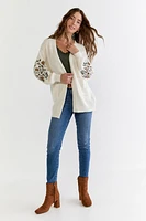 Sofia Embroidered Sleeve Long Cardigan